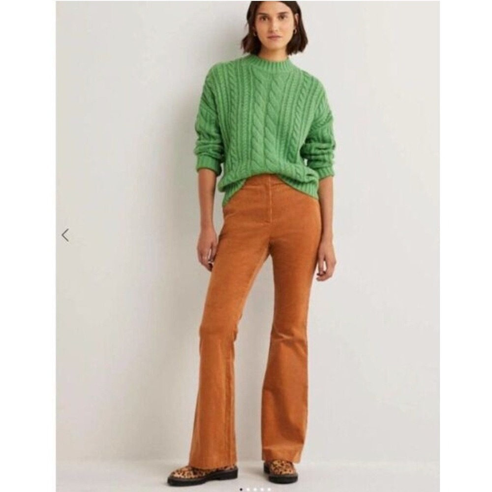 Boden Women Size 8R Tan Flare Corduroy Pants High Rise Long R0180 Boho New